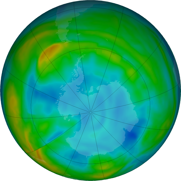 Antarctic ozone map for 12 July 2017